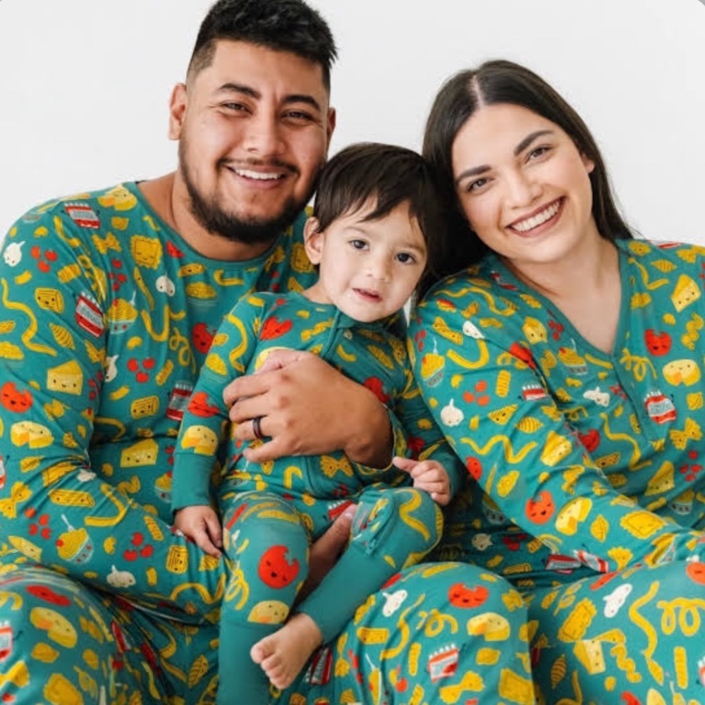 Little Sleepies Pasta Party‎ Men's Pajama Set Sz M Long Sleeve Novelty Print Fun